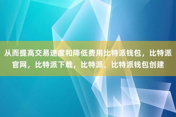 从而提高交易速度和降低费用比特派钱包，比特派官网，比特派下载，比特派，比特派钱包创建