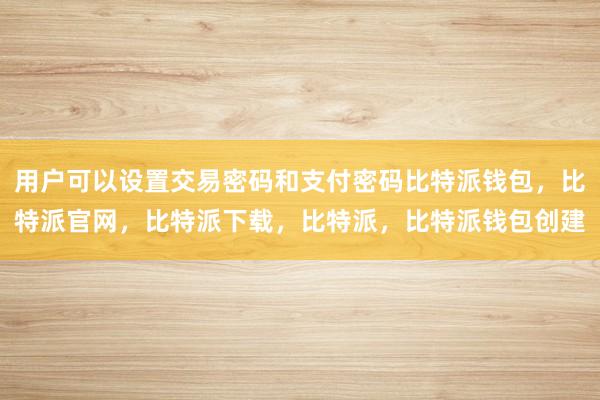 用户可以设置交易密码和支付密码比特派钱包，比特派官网，比特派下载，比特派，比特派钱包创建