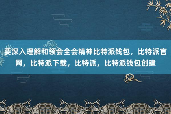 要深入理解和领会全会精神比特派钱包，比特派官网，比特派下载，比特派，比特派钱包创建