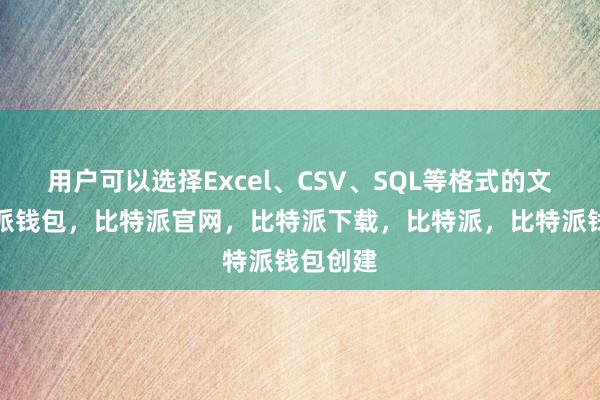 用户可以选择Excel、CSV、SQL等格式的文件比特派钱包，比特派官网，比特派下载，比特派，比特派钱包创建