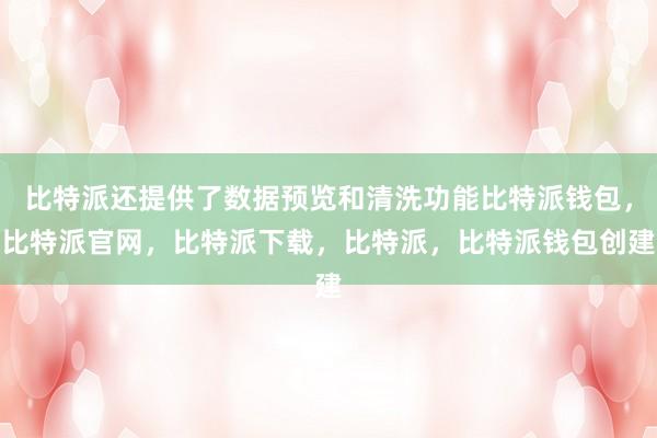 比特派还提供了数据预览和清洗功能比特派钱包，比特派官网，比特派下载，比特派，比特派钱包创建